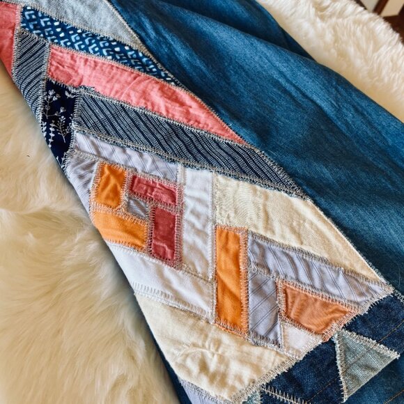 Free People  Stick By Your Side Patched Wide-Leg Jeans Flare Pants  Sz 28 - Picture 5 of 7